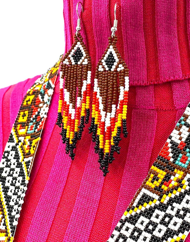 BeadsCorner Native Tribal Style Long Statement Beaded Necklace for Women Handmade - Image 4